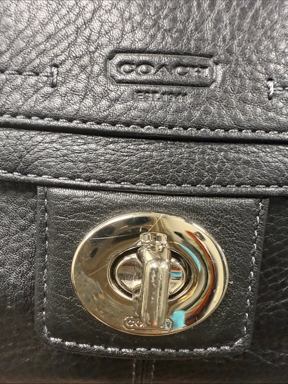 Vintage Coach Penelope Pebbled Leather Turnlock Satchel - Black-EUC - Picture 2 of 13
